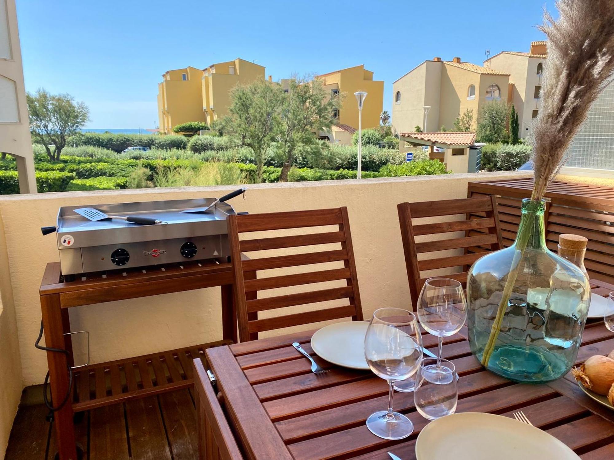 Terrasse Vue Mer 2 Pieces A Leucate Avec Piscine Apartment Bilik gambar